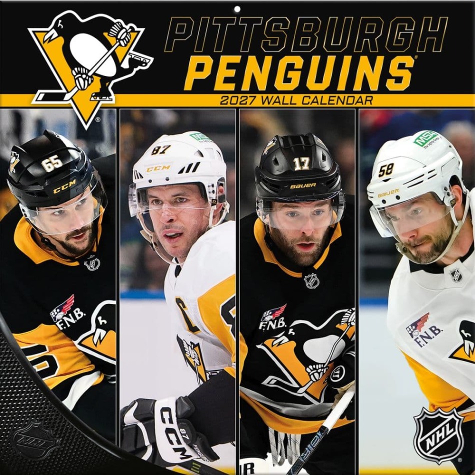 Pittsburgh Penguins kalendář NHL 2027 Wall - Pittsburgh Penguins vlajky, plakáty