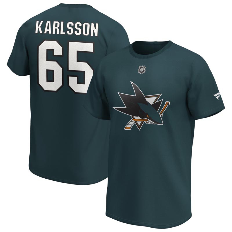 San Jose Sharks pánské tričko Erik Karlsson Iconic Name & Number Graphic - San Jose Sharks trička, polo trička, košile