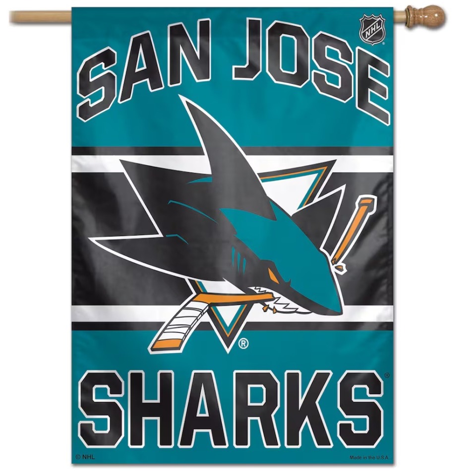 San Jose Sharks vlajka Wordmark Single-Sided Vertical - San Jose Sharks vlajky, plakáty