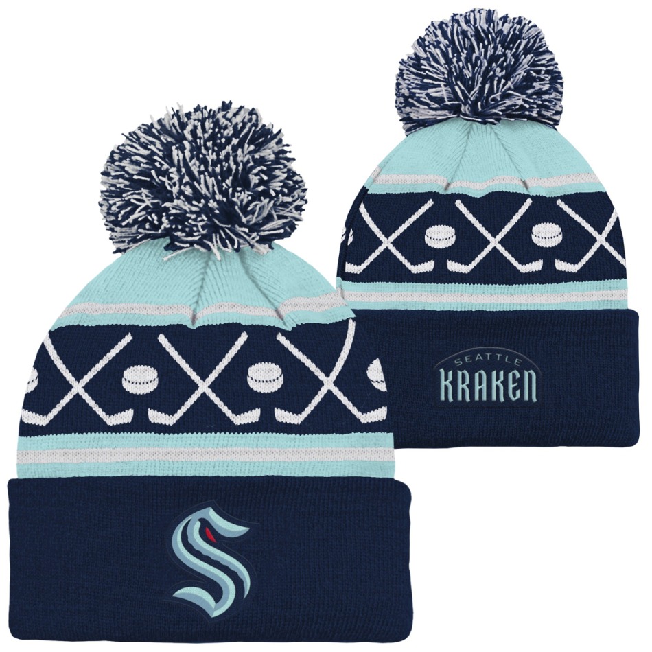 Seattle Kraken dětská zimní čepice NHL Face-Off Cuff Pom - Seattle Kraken dětské oblečení
