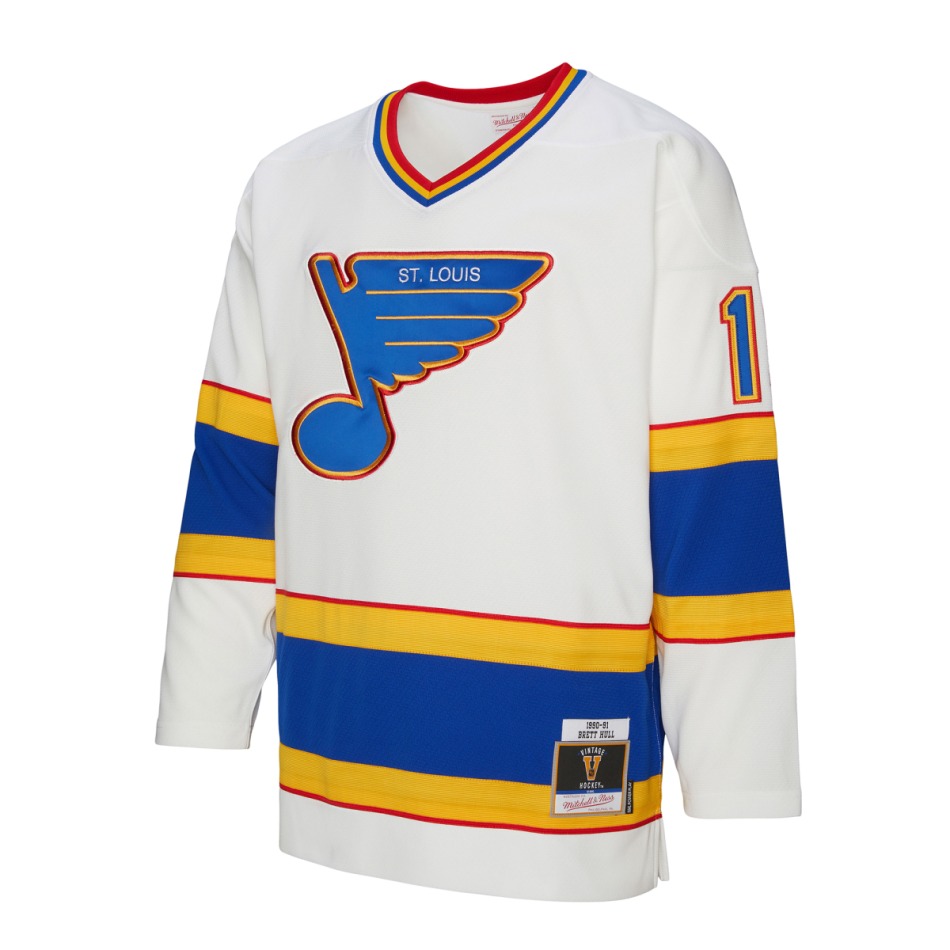 St. Louis Blues hokejový dres Brett Hull 1990 NHL White Jersey - St. Louis Blues dresy