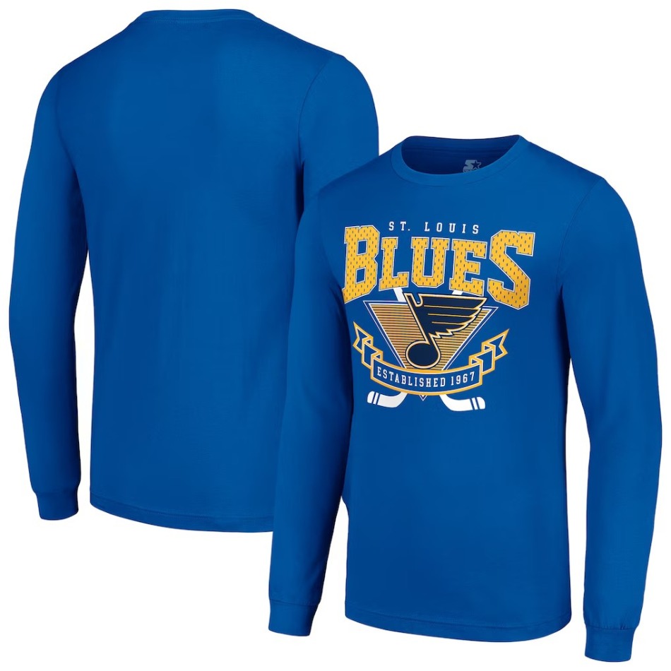 St. Louis Blues pánské tričko Team Logo Graphic Long Sleeve T-Shirt - Blue - St. Louis Blues trička, polo trička, košile