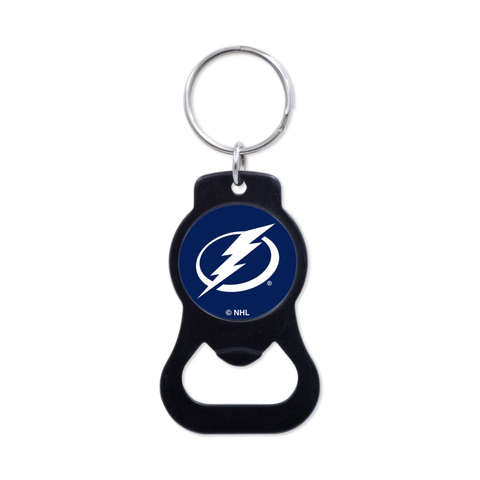 Tampa Bay Lightning přívěšek s&nbsp;otvírakem Black Ring - Tampa Bay Lightning klíčenky, náramky, šperky