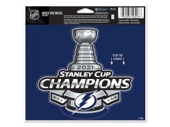Tampa Bay Lightning samolepka 2021 Stanley Cup Champions 4´´ x 6´´ Cut-to-Logo Multi-Use Decal
