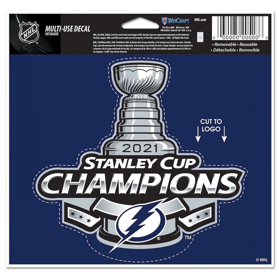 Tampa Bay Lightning samolepka 2021 Stanley Cup Champions 4´´ x 6´´ Cut-to-Logo Multi-Use Decal - Tampa Bay Lightning stanley Cup 2021