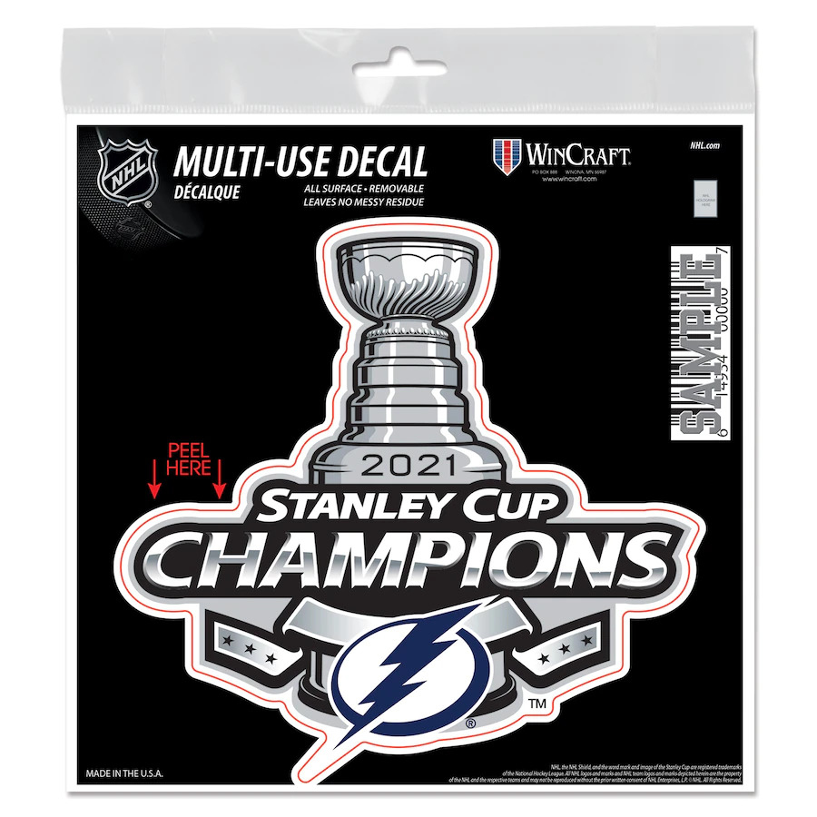 Tampa Bay Lightning samolepka 2021 Stanley Cup Champions 6´´ x 6´´ Repositionable Decal - Tampa Bay Lightning stanley Cup 2021