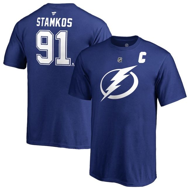 Dětské Tričko 91 Steven Stamkos Stack Logo Name & Number Lightning - Tampa Bay Lightning Trička
