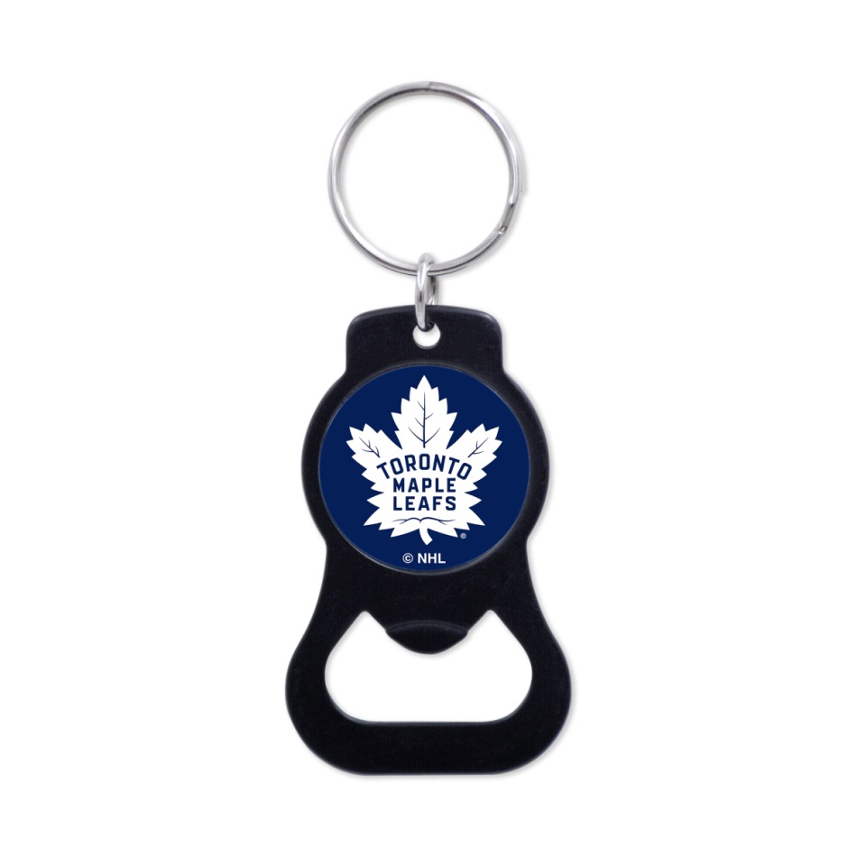 Toronto Maple Leafs přívěšek s&nbsp;otvírakem Black Ring - Toronto Maple Leafs klíčenky, náramky, šperky