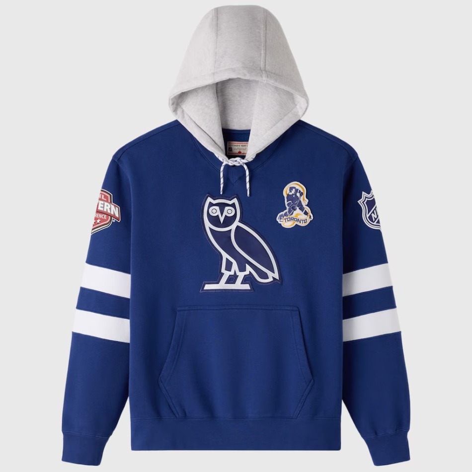 Toronto Maple Leafs pánská mikina s&nbsp;kapucí OVO blue - Toronto Maple Leafs mikiny, bundy, kalhoty
