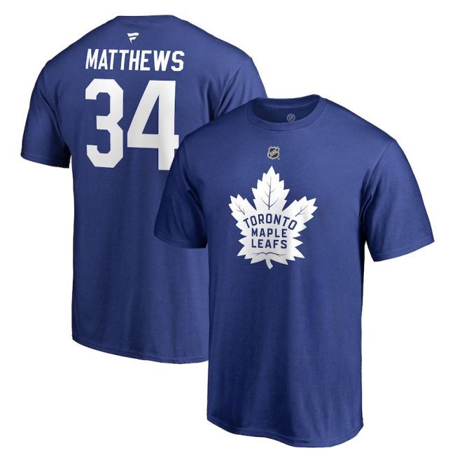 Dětské Tričko 34 Auston Matthews Stack Logo Name & Number Leafs - Toronto Maple Leafs Trička