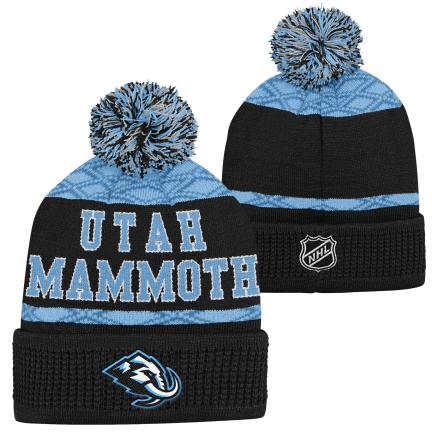 Utah Hockey Club dětská zimní čepice Puck Pattern Cuffed Pom