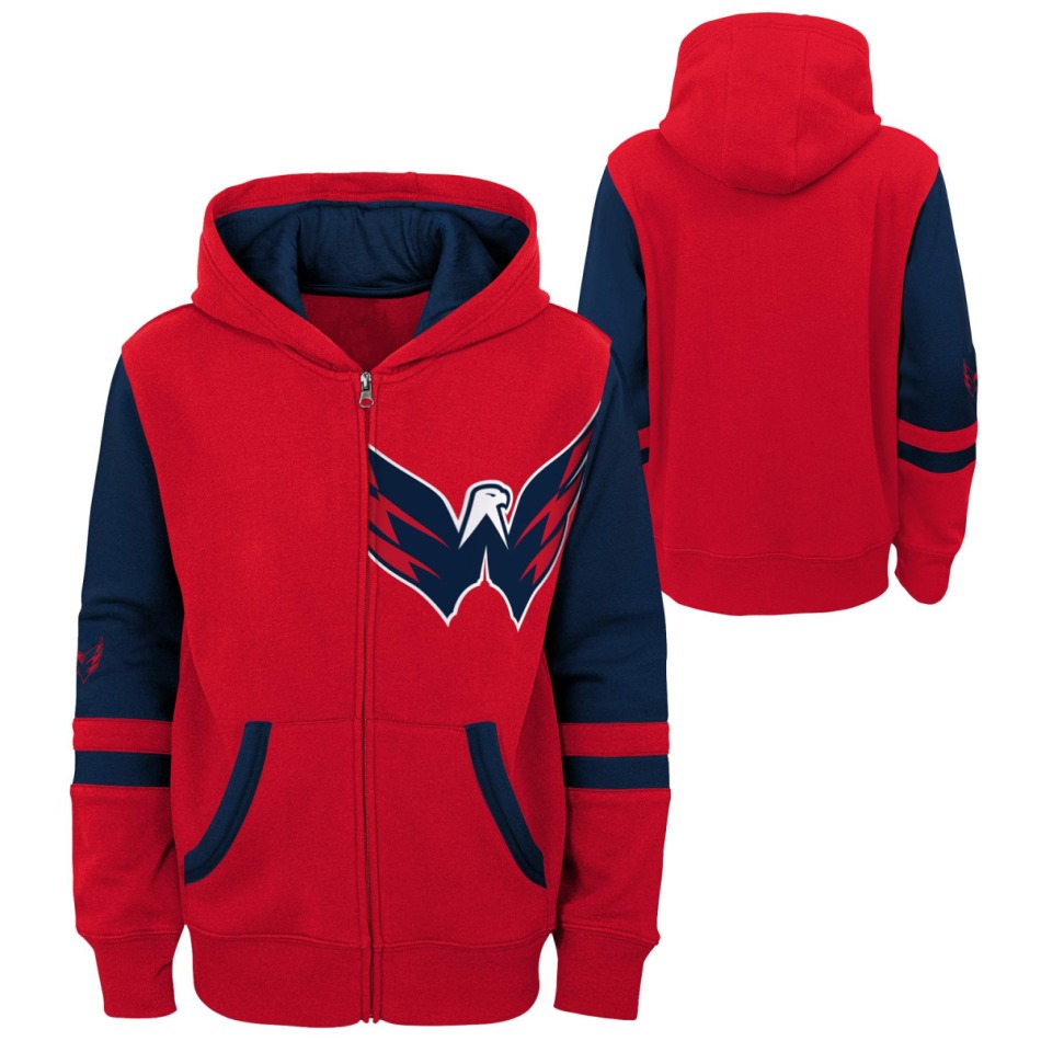 Washington Capitals dětská mikina s&nbsp;kapucí faceoff colorblocked fleece full-zip - Washington Capitals dětské oblečení