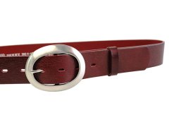 Penny Belts Dámský kožený opasek 11895 Tmavě Červený 85 cm