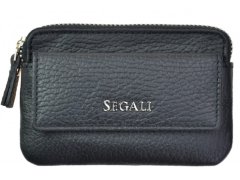 SEGALI Kožená mini peněženka-klíčenka 7483 A black