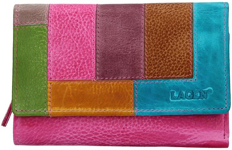 Lagen Dámská kožená peněženka LG-11/D Fuch/Multi - Peněženky Kožené peněženky