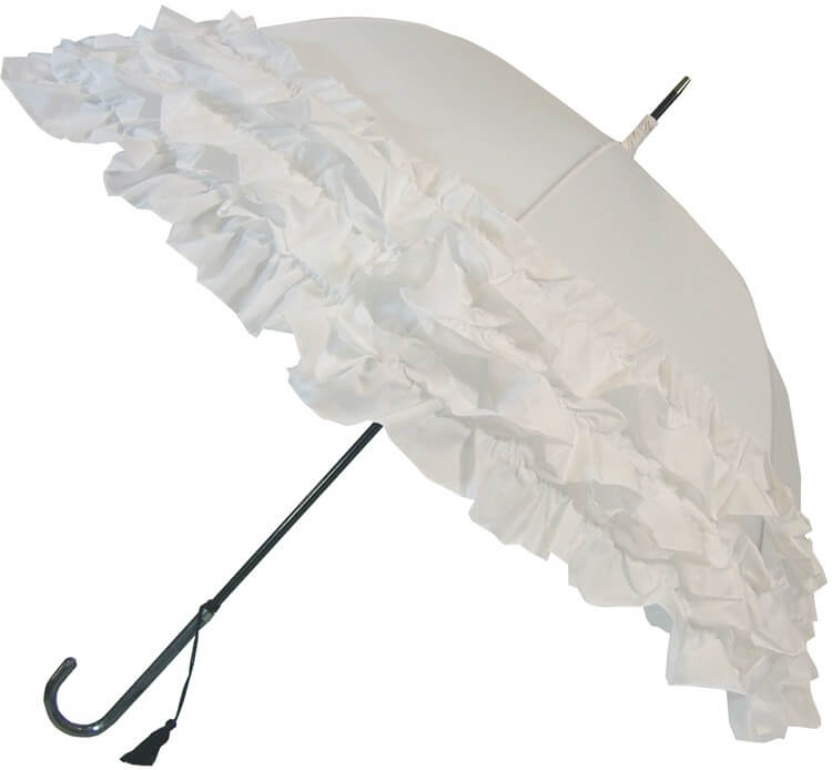 Blooming Brollies Dámský holový vystřelovací deštník White Triple Frill BCS3FWH - Deštníky Holové deštníky Mechanické holové deštníky