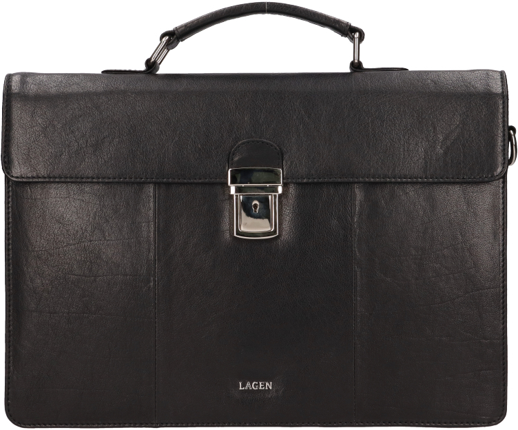 Lagen Pánská kožená taška BLC-23/2168 BLACK - Tašky Tašky na notebook