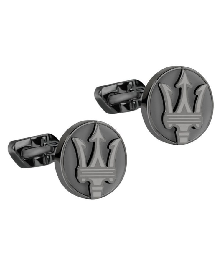Maserati Stylové černé manžetové knoflíčky z&nbsp;oceli JM418ANK10 - Stylové doplňky Manžetové knoflíčky