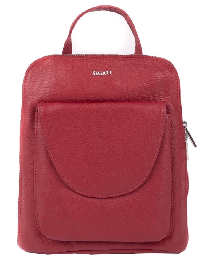 SEGALI Dámský kožený batoh 9062 Rojo - Batohy Fashion batohy