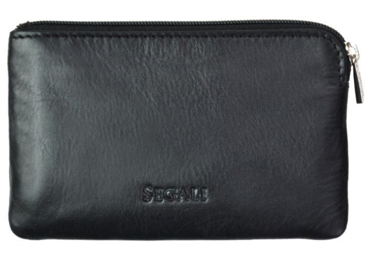 SEGALI Kožená mini peněženka-klíčenka 7289 black