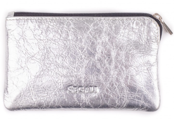 SEGALI Kožená mini peněženka-klíčenka 7289 silver shiny - Peněženky Kožené peněženky