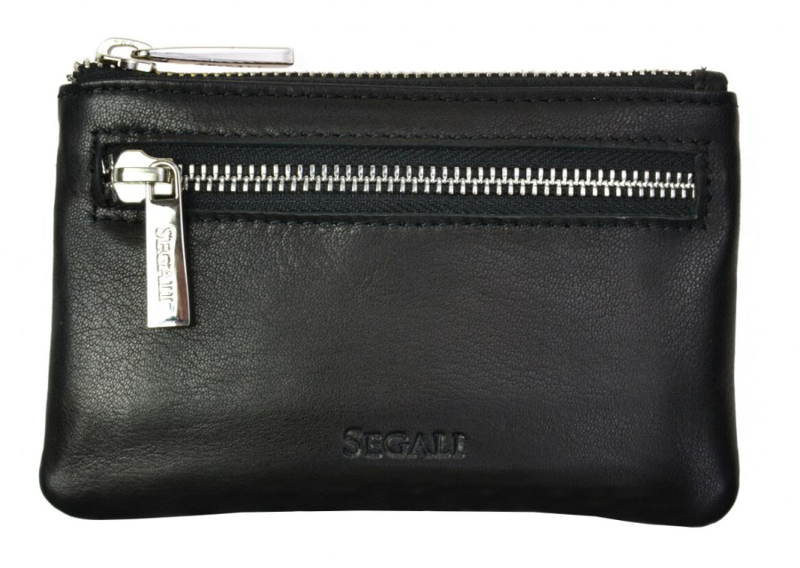 SEGALI Kožená mini peněženka-klíčenka 7291 A black - Peněženky Kožené peněženky