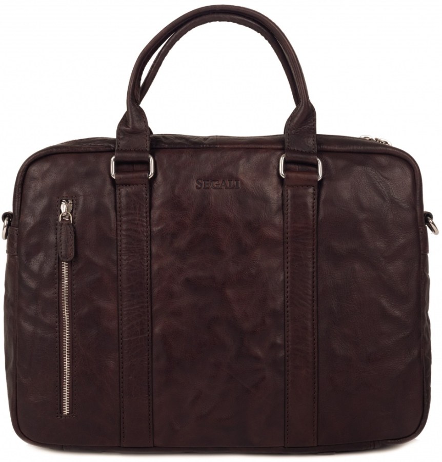 SEGALI Pánská kožená taška na notebook 7382 Brown - Tašky Tašky na notebook