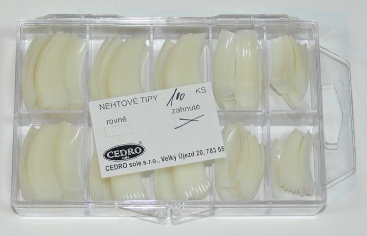 Nehtové tipy Cedro BOX 100 ks zahnuté - Péče o ruce Nehtové tipy pro nehtovou modeláž Nehtové tipy - boxy CEDRO