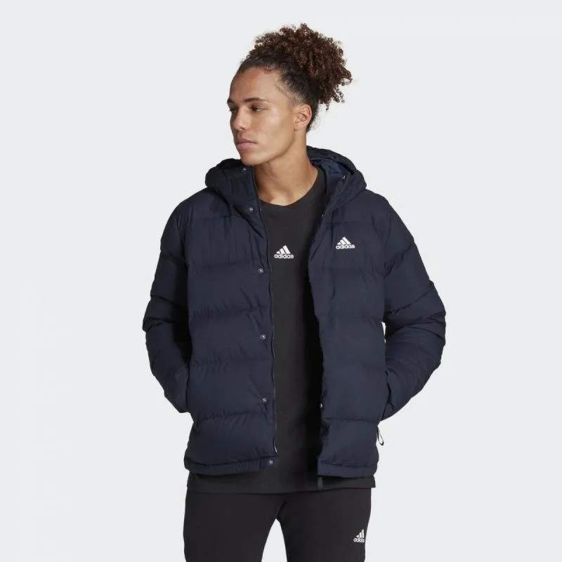 Pánská péřová bunda s kapucí M HG8750 Tmavě modrá - Adidas