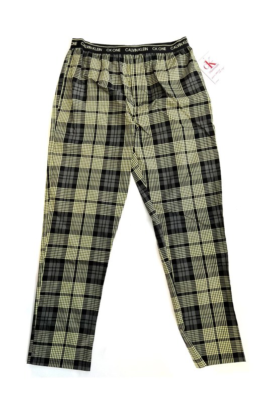 Pánské kalhoty na spaní NM1869E 1YS zeleno-černé - Calvin Klein