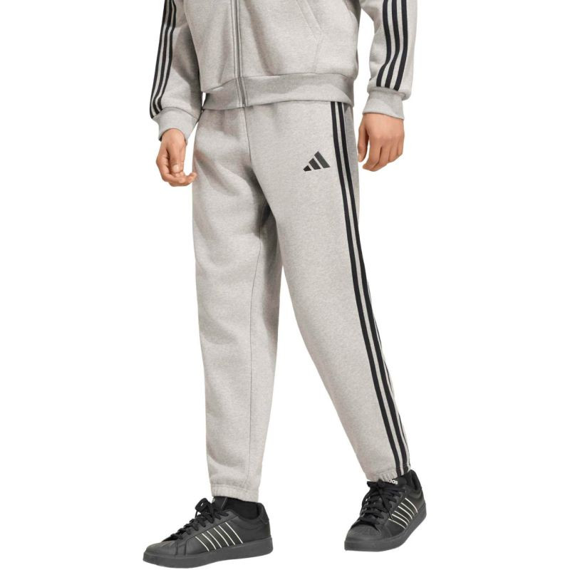 Pánské kalhoty adidas Essentials 3-Stripes Fleece Tapered Cuffed, šedé, KY4127