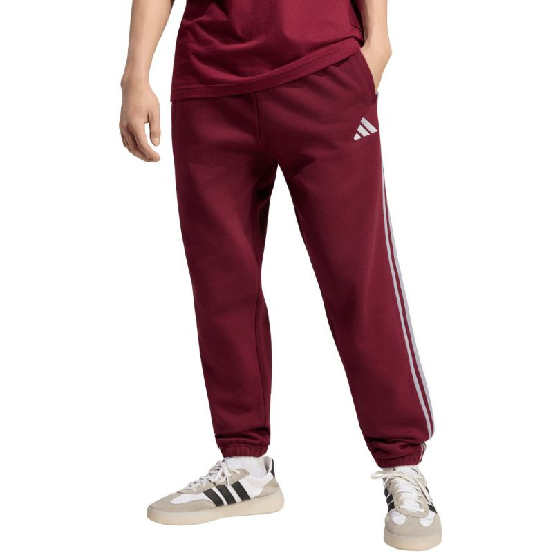 Pánské kalhoty adidas Essentials 3-Stripes Fleece Tapered Cuffed v barvě bordó KY4134