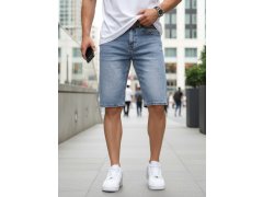 Pánské džínové šortky s páskem SX2577 modré - FashionStreet