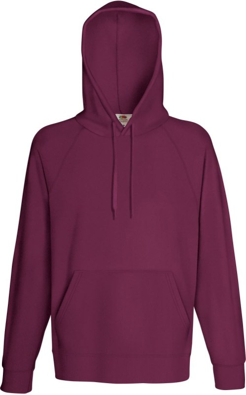 Fruit of the Loom Lightweight Hooded Sweat Pánská raglánová mikina s&nbsp;kapucí 16.2140 burgundy - Pánské oblečení Muži mikiny