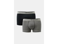 Pánské boxerky 2Pack 111210 4R542 černé/proužek - Emporio Armani