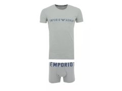 Pánský set trička a&nbsp;boxerek 111604 4R516 05543 šedý - Emporio Armani