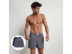 Pánské volné boxerky 2 ks ECOSMART LOOSE BOXER Green BIO / Tmavě modrá s šedou - DIM