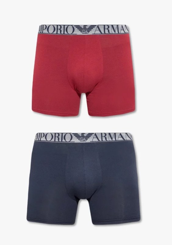 Pánské boxerky 2 pack 111912 2F720 61735 tm.modrá/vínová - Emporio Armani