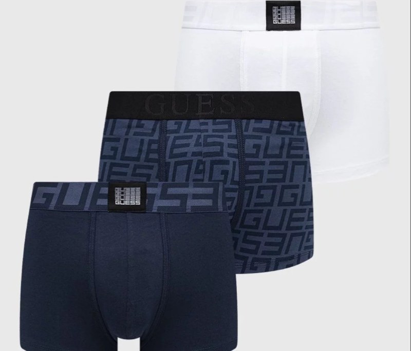 Pánské boxerky 3 pack U3BG01K6YW0 P7CJ modrá/bílá - Guess