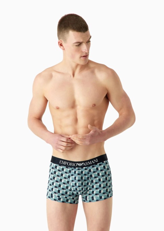 Pánské boxerky 111389 3F504 26642 zelenomodré - Emporio Armani - Pánské oblečení Muži spodní prádlo boxerky