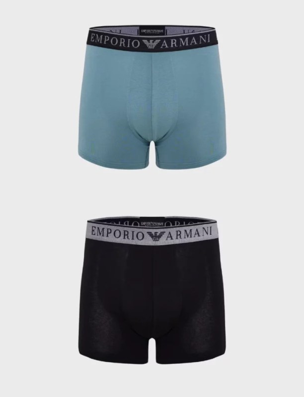 Pánské boxerky 2PACK 111769 3F720 29921 zeleno-černé - Emporio Armani