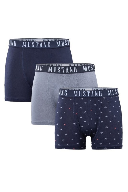 Pánské boxerky 3PACK 4277-1003 Tmavě modrá / šedá mix vzor - Mustang