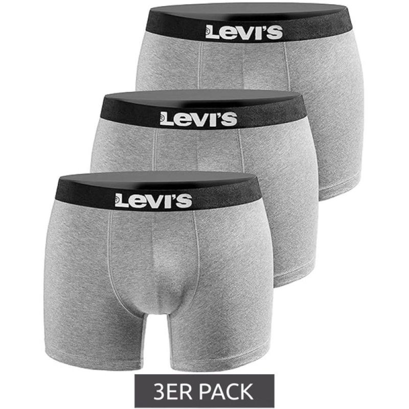 Pánské boxerky Levi´s 3-Pack šedé bavlněné boxerky