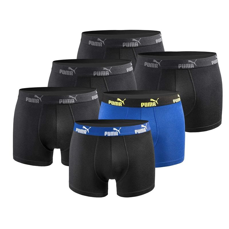 Pánské boxerky Puma 6-Pack černá modrá pohodlná bavlna
