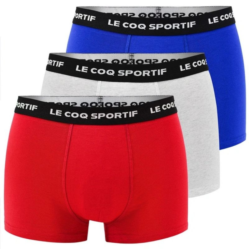 Le Coq Sportif pánské boxerky 3PAK červené šedé tmavě modré