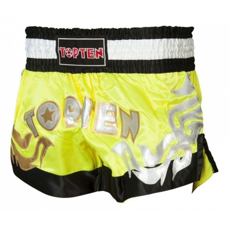 Kickboxerské šortky "TOP TEN" NEON žlutá a černá