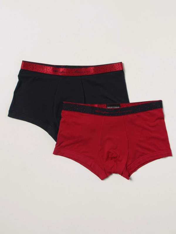 Pánské trenýrky 2 pack - 111210 1A598 - 50235 - černo/červená Emporio Armani