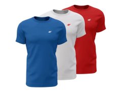 Pánské tričko 4F M4482, balení po 3 kusech, modré, bílé, červené, 4FWSS26TTSHM4482, 90S, pánské