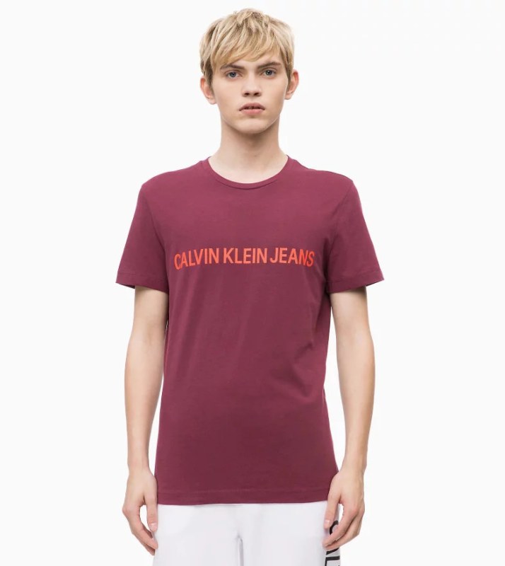 Pánské tričko OU39 vínová - Calvin Klein