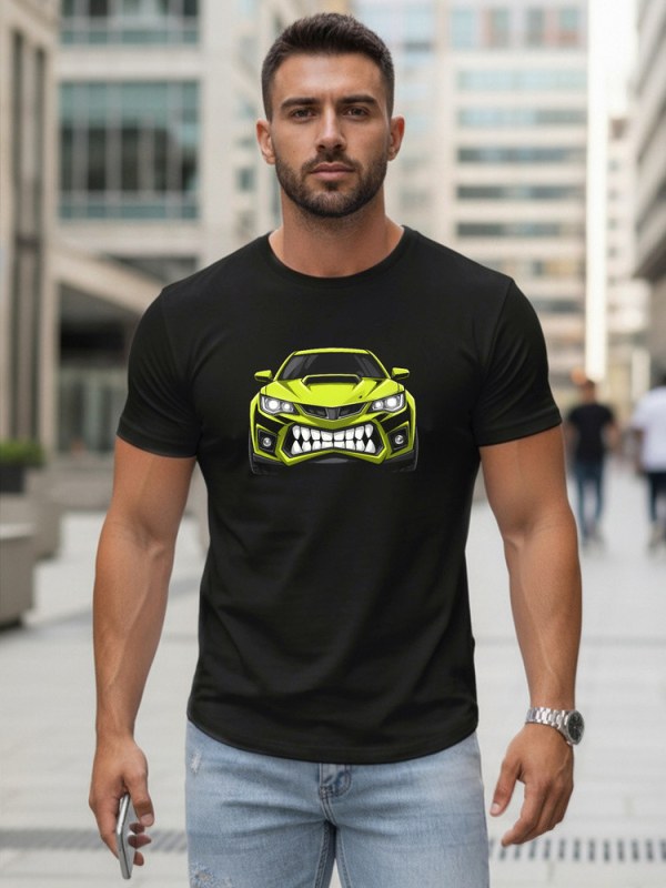 Pánské tričko s potiskem auta černé NX5015R - FashionStreet